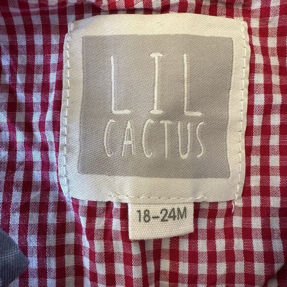 Lil Cactus Size 18-24 Months 100% Cotton Smocked Embroidered Christmas Jumpsuit - Picture 4 of 9